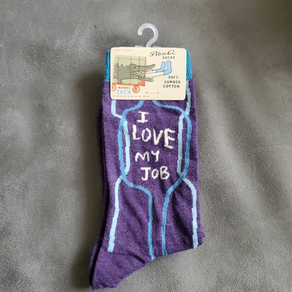 Blue Q Accessories - Socks Cute Woman's crew *I love my Job, ha ha just kidding *